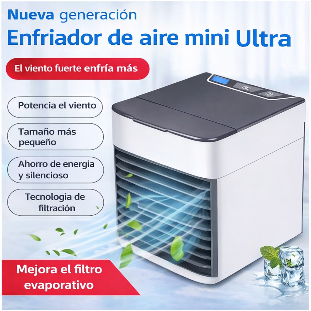 Mini Ventilador Enfriador de Aire Portátil con Luz LED – 3 Velocidades