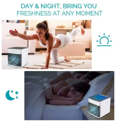 Mini Ventilador Enfriador de Aire Portátil con Luz LED – 3 Velocidades